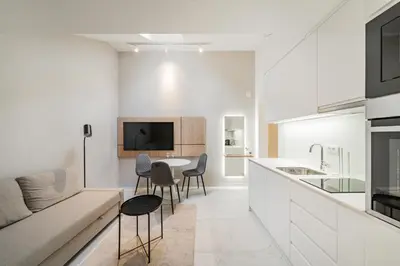 Küche/Küchenzeile in der Unterkunft Zeus Design Apartmenthaus