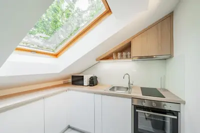 Küche/Küchenzeile in der Unterkunft Zeus Design Apartmenthaus