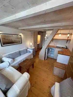 Ein Sitzbereich in der Unterkunft Haus am See