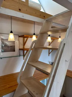 Ein Etagenbett oder Etagenbetten in einem Zimmer der Unterkunft Haus am See