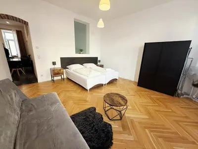 Ein Bett oder Betten in einem Zimmer der Unterkunft Neulerchenfelder Apartment Vienna