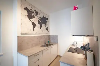 Küche/Küchenzeile in der Unterkunft Trendy Apartment 2 Zimmer zentral gelegen