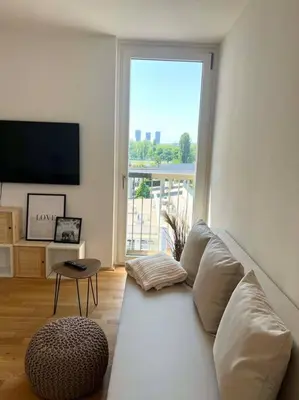 TV/Unterhaltungsangebot in der Unterkunft Donaublick Oasis: Stylische Wohnung