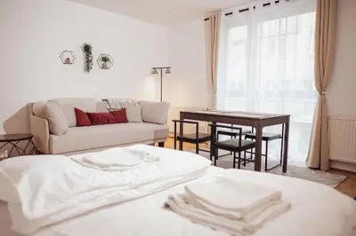 Ein Bett oder Betten in einem Zimmer der Unterkunft Buergerspitalgasse Zentrale Wohnung am Westbahnhof