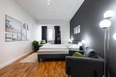 Ein Bett oder Betten in einem Zimmer der Unterkunft Stylish apartment next to Schwedenplatz