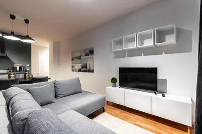 Ein Sitzbereich in der Unterkunft Stylish apartment next to Schwedenplatz