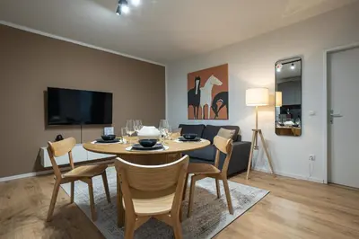 TV/Unterhaltungsangebot in der Unterkunft 1BR apartment with a Queen-size bed and Terrace - Contactless 24h Check-In