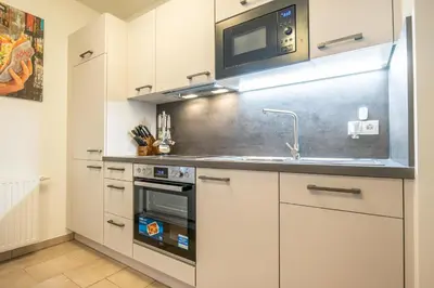Küche/Küchenzeile in der Unterkunft Charming 1BR and 1LR Apt Modern Design Donaustadt