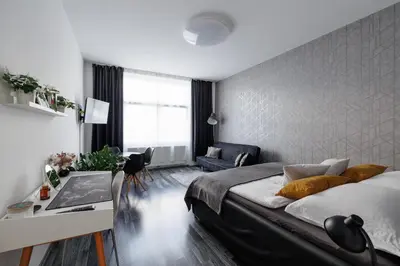 Ein Bett oder Betten in einem Zimmer der Unterkunft Gemütliches App. Messe / Prater