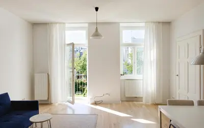 Ein Sitzbereich in der Unterkunft MINIMALISTIC STUDIO NEAR NASCHMARKT