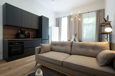 Ein Sitzbereich in der Unterkunft Contemporary 1-Bed Apartment with Balcony in the Heart of Vienna