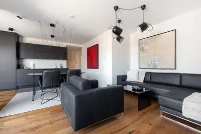 Grundriss der Unterkunft Stylisches Apartment in zentraler Grünruhelage mit Garagenplatz
