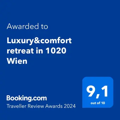 Ein Zertifikat, Auszeichnung, Logo oder anderes Dokument, das in der Unterkunft Large Garden-View Balcony Comfort Retreat 1020-Vienna ausgestellt ist