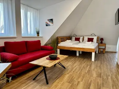 Ein Bett oder Betten in einem Zimmer der Unterkunft AJO Apartments - Vetmed - Self-Check-in