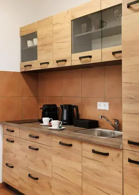 Küche/Küchenzeile in der Unterkunft NEU! Apartment mit Klimaanlage, nahe Hauptbahnhof