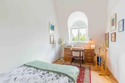 Ein Bett oder Betten in einem Zimmer der Unterkunft Whirlpool , Dachterrasse , Wienblick , zwei Etagen