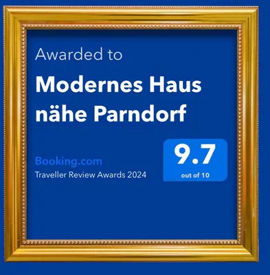 Ein Zertifikat, Auszeichnung, Logo oder anderes Dokument, das in der Unterkunft Modernes Haus nähe Parndorf ausgestellt ist