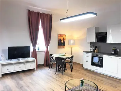 Küche/Küchenzeile in der Unterkunft Studio & Apartments near Reumannplatz