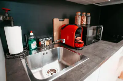 Küche/Küchenzeile in der Unterkunft Vienna Shopping Center 6a Apartment
