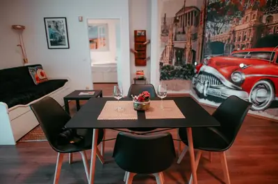 Ein Sitzbereich in der Unterkunft Vienna Shopping Center 14 Apartment