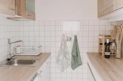 Küche/Küchenzeile in der Unterkunft Kleine Seezeit
