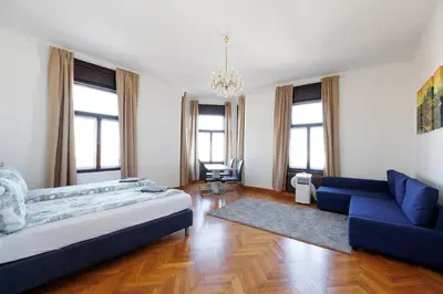 Ein Bett oder Betten in einem Zimmer der Unterkunft Central apartment - private sauna