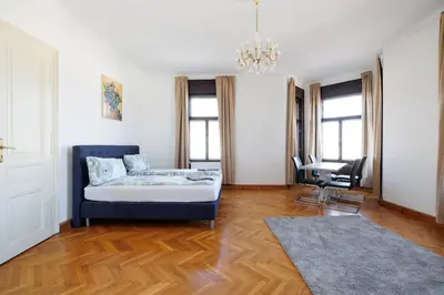 Ein Bett oder Betten in einem Zimmer der Unterkunft Central apartment - private sauna
