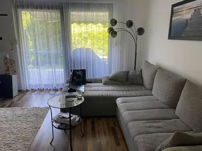 Ein Sitzbereich in der Unterkunft Tolle 3 Zimmer Wohnung mit Garten