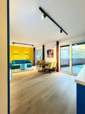 Ein Sitzbereich in der Unterkunft Sunshine Apartment mit Terrasse