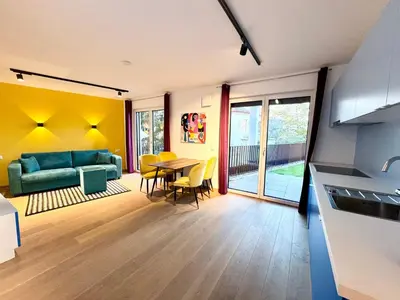 Ein Sitzbereich in der Unterkunft Sunshine Apartment mit Terrasse