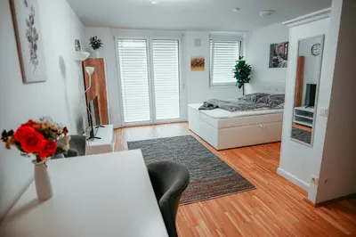 Küche/Küchenzeile in der Unterkunft Vienna Danube Apartment 45
