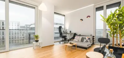Ein Sitzbereich in der Unterkunft Relaxed Zen-Apartment in top area and amazing view