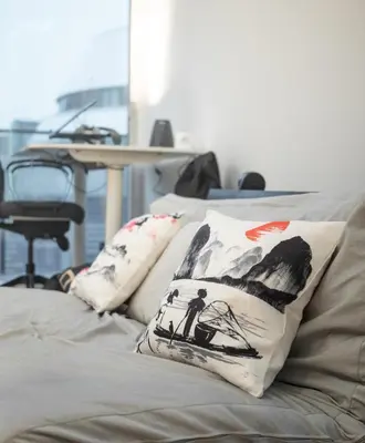 Ein Sitzbereich in der Unterkunft Relaxed Zen-Apartment in top area and amazing view