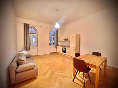 Ein Sitzbereich in der Unterkunft Wiedner Apartments