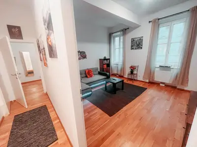 Ein Sitzbereich in der Unterkunft Vienna Central Apartment 4
