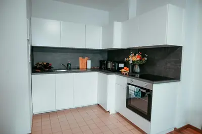 Küche/Küchenzeile in der Unterkunft Vienna Shopping Center 3 Apartment
