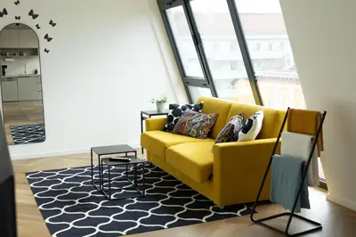Ein Sitzbereich in der Unterkunft SI apartments - Smart Inn