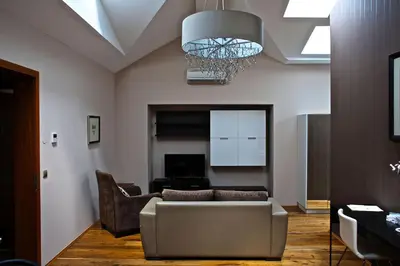 Ein Sitzbereich in der Unterkunft Vienna Suites