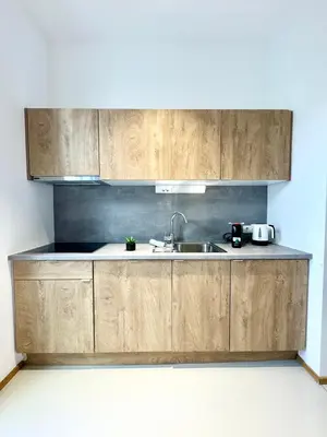 Küche/Küchenzeile in der Unterkunft Möbliertes Apartment mit Terrasse