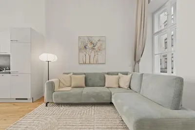 Ein Sitzbereich in der Unterkunft Stadtpark City Apartment is Calling - by 4ty3 Apartments