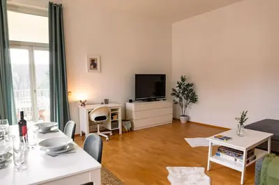 TV/Unterhaltungsangebot in der Unterkunft Savoir-Vivre in unserer zentralen Balkonwohnung