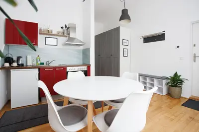Küche/Küchenzeile in der Unterkunft Ruhige Apartments nähe U2 Messe Prater