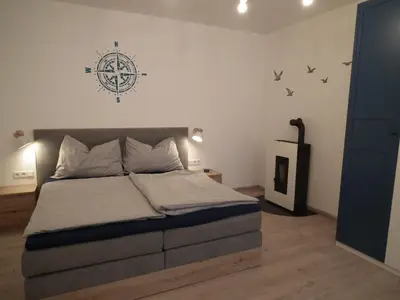 Ein Bett oder Betten in einem Zimmer der Unterkunft Appartement blue Dinghi