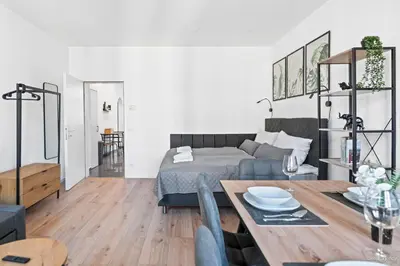 Ein Sitzbereich in der Unterkunft Bernhards Apartment Flurschützstraße