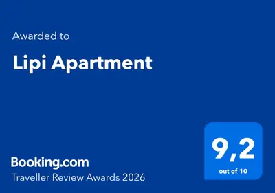 Ein Zertifikat, Auszeichnung, Logo oder anderes Dokument, das in der Unterkunft Lipi Apartment ausgestellt ist