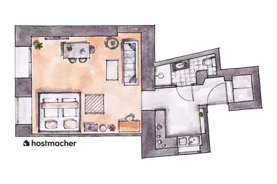 Grundriss der Unterkunft Neat Studio Steps to Center by HM