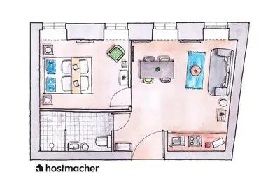 Grundriss der Unterkunft Sleek 1BR Flat Near Center by HM