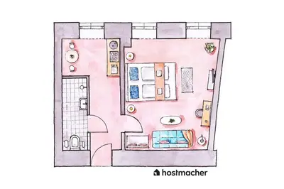 Grundriss der Unterkunft Lite 1BR Near Metro & Center by HM