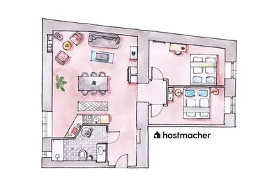 Grundriss der Unterkunft Spacious 2BR by Metro and Center by HM