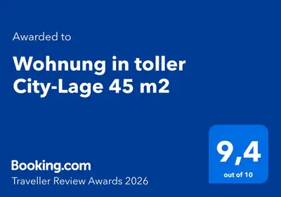 Ein Zertifikat, Auszeichnung, Logo oder anderes Dokument, das in der Unterkunft Wohnung in toller City-Lage 45 m2 ausgestellt ist